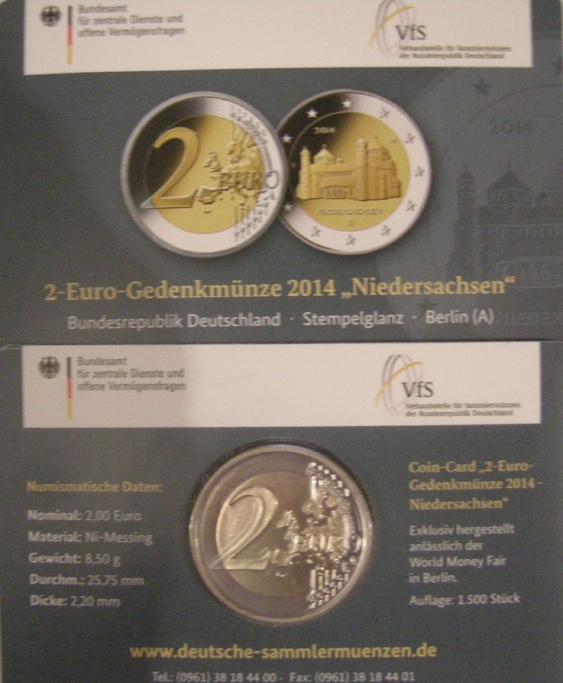 (afbeelding voor) 2 Euromunt Duitsland 2014 - A in coincard